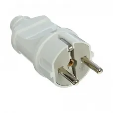 Вилка с заземлением белая FAR F03W (F999W)