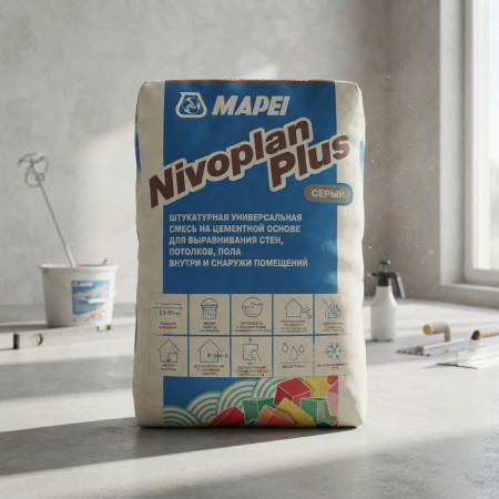 Штукатурка цементная Mapei Nivoplan Plus серая 25 кг