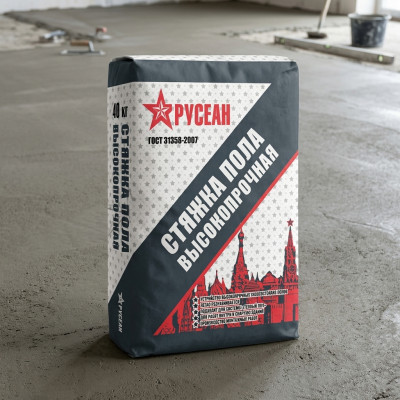 Высокопрочная быстротвердеющая стяжка пола Русеан 40 кг