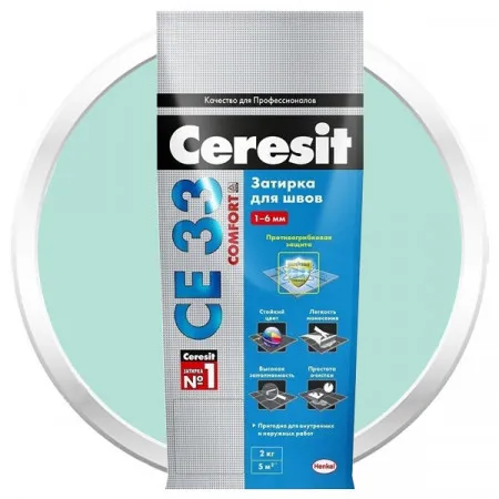 Затирка цементная для узких швов Ceresit СЕ33 Comfort Мята 2 кг