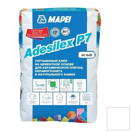 Клей для плитки и камня Mapei Adesilex P7 белый 25 кг