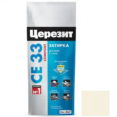 Затирка цементная для узких швов Ceresit СЕ33 Comfort Натура 2 кг