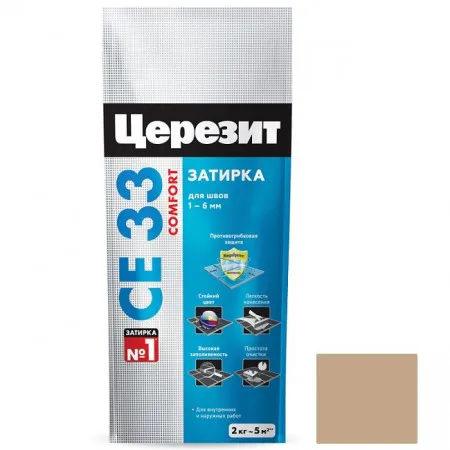 Затирка цементная для узких швов Ceresit СЕ33 Comfort Багамы бежевая 2 кг