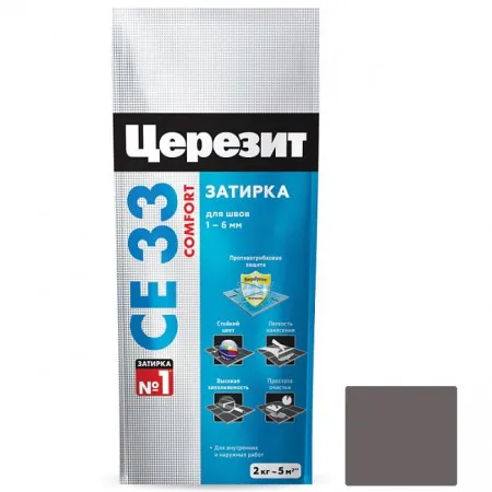 Затирка цементная для узких швов Ceresit СЕ33 Comfort Графит 2 кг