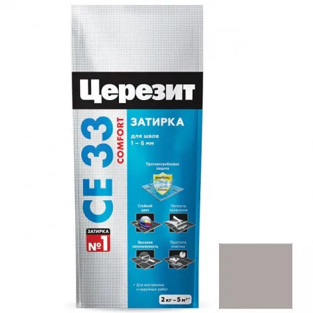 Затирка цементная для узких швов Ceresit СЕ33 Comfort серая 2 кг