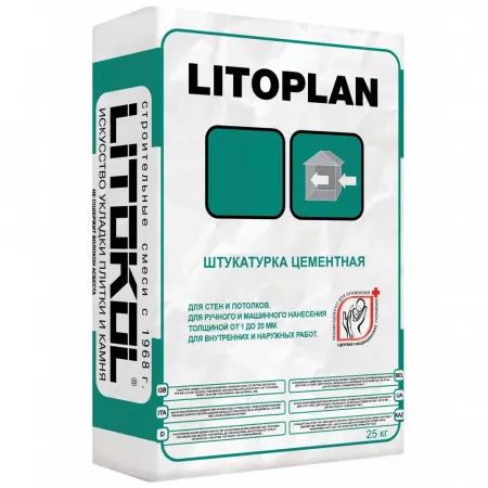 Штукатурка цементная Litokol Litoplan 25 кг