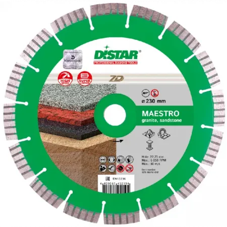 Диск алмазный по граниту 230х2,6/1,8х12х22,23-16 Maestro 1A1RSS/C3-W Distar 12315051017 Диск алмазный по граниту 230х2,6/1,8х12х22,23-16 Maestro 1A1RSS/C3-W Distar 12315051017
