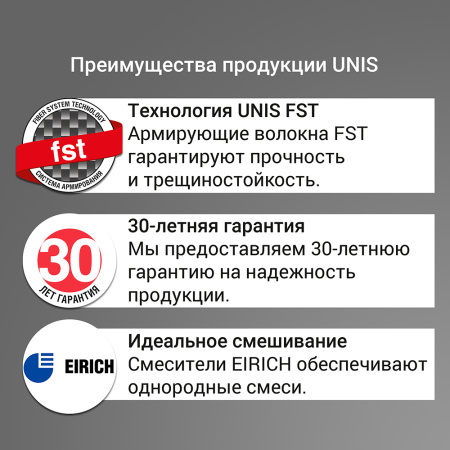 Плиточный клей UNIS U-250 высокоэластичный армированный клей белый 