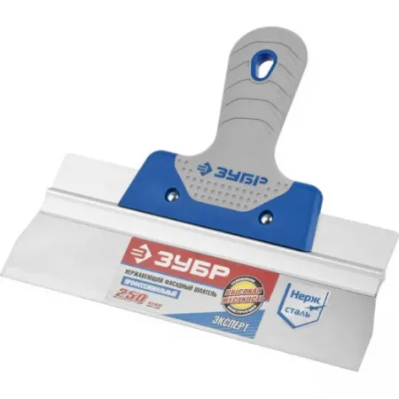 Шпатель малярный ЗУБР "ЭКСПЕРТ" фасадный, нержавеющее полотно, 2-х комп. рукоятка, 250мм