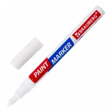 Лаковый маркер-краска BRAUBERG EXTRA paint marker 2 мм, белый, улучшенная нитро-основа
