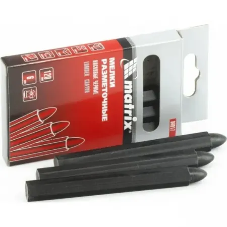 Разметочные восковые мелки MATRIX черные, 120 мм, 6 шт. 84817