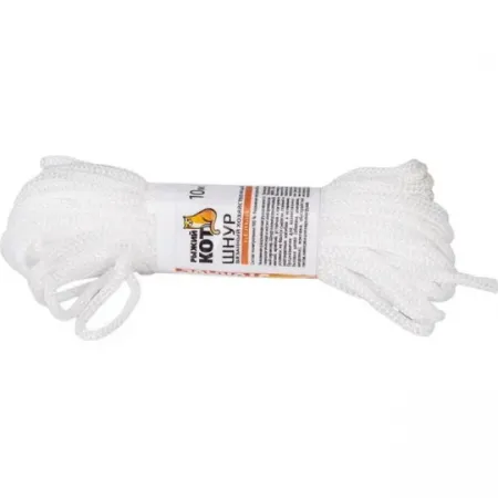 Хозяйственный шнур Рыжий кот вязанный, белый, d3 мм, 10 м